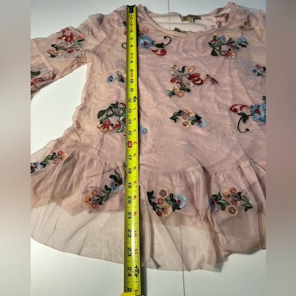 Democracy fairycore Floral 3/4 Sleeve whimsy Embroidered Sheer Shirt floral - Picture 10 of 14